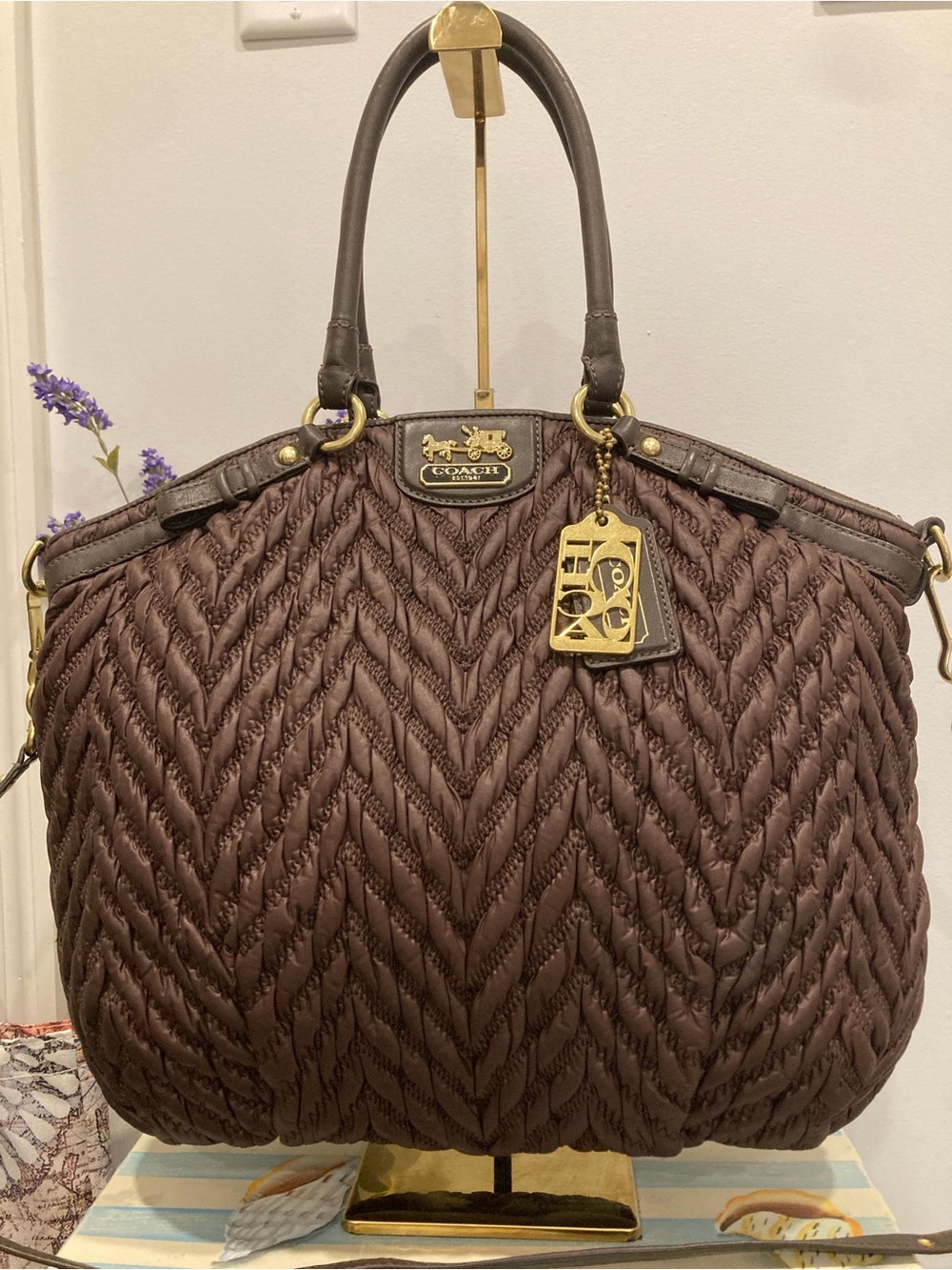 Coach Madison Quilted Chevron Nylon Lindsey Satchel **Limited Edition**